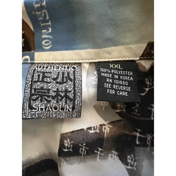 Vintage Shaolin Mens Military War Airplanes Blue Button Front Shirt 2XL Asian - Picture 6 of 7